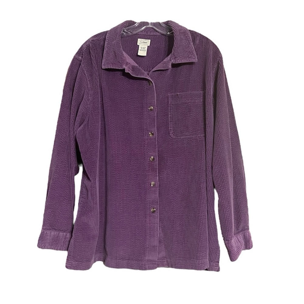 L.L. Bean Purple Corduroy Button Shirt Jacket Women’s XL 100% Cotton Shacket
